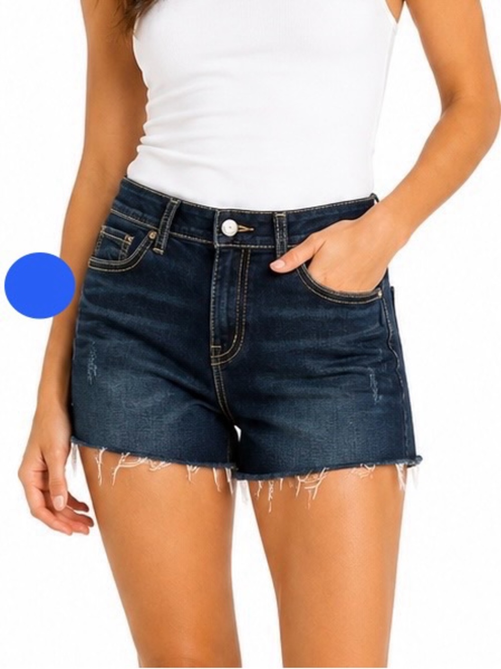 Silver Jeans Suki Straight Denim Shorts Women’s 30 Raw Hem Dark Wash